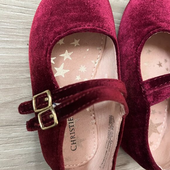 Christie & Jill Toddler Girls Mary Jane Velvet Kids Flat Party Shoes Sz 6 - Picture 2 of 7